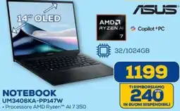 Euronics ASUS NOTEBOOK UM3406KA-PP147W offerta