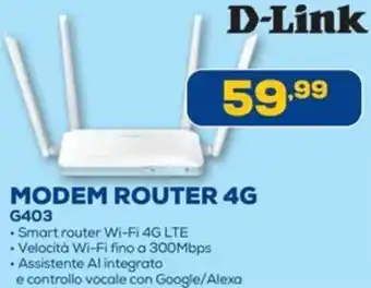 Euronics D-Link MODEM ROUTER 4G G403 offerta