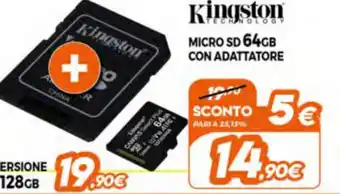 Expert Kingstone Micro SD 64GB Con Adattatore offerta