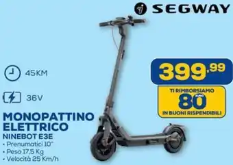 Euronics Segway monopattino elettrico ninebot E3E offerta