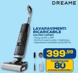 Euronics Dreame lavapavimenti ricaricabile h14 pro combo offerta