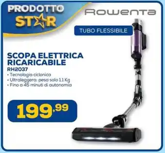 Euronics Rowenta scopa elettrica ricaricabile RH2037 offerta