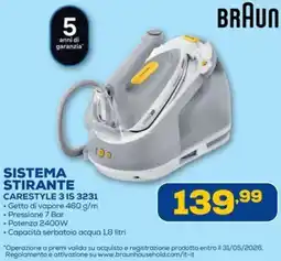 Euronics BRAUN SISTEMA STIRANTE CARESTYLE 3 IS 3231 offerta