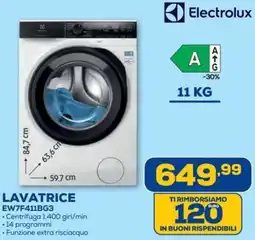 Euronics Electrolux LAVATRICE EW7F411BG3 offerta
