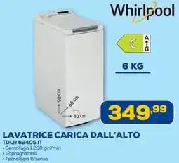 Euronics Whirlpool LAVATRICE CARICA DALL'ALTO TDLR 6240S IT offerta