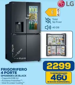 Euronics LG FRIGORIFERO 4 PORTE GMG960EVJE BLACK offerta