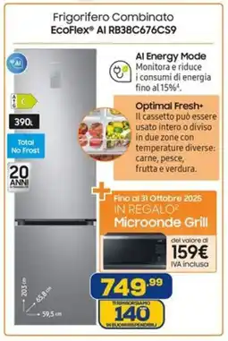 Euronics SAMSUNG Frigorifero Combinato EcoFlex Al RB38C676CS9 offerta