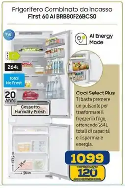 Euronics SAMSUNG Frigorifero Combinato da incasso First 60 AI BRB80F26BCS0 offerta