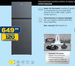 Euronics Haier FRIGORIFERO DOPPIA PORTA 70 SERIE 5 HPR5718DNMB offerta