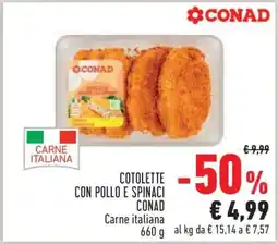 Conad COTOLETTE CON POLLO E SPINACI CONAD offerta