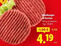 Lidl Hamburger di bovino offerta
