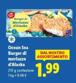 Lidl Ocean Sea Burger di merluzzo d'Alaska offerta