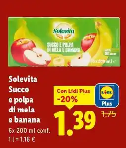 Lidl Solevita Succo e polpa di mela e banana offerta
