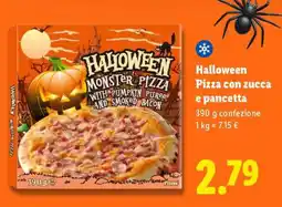 Lidl Halloween Pizza con zucca e pancetta offerta