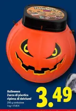 Lidl Halloween Zucca di plastica ripiena di dolciumi offerta