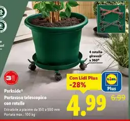 Lidl Parkside Portavaso telescopico con rotelle offerta