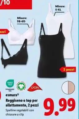 Lidl esmarа Reggiseno o top per allattamento, 2 pezzi offerta