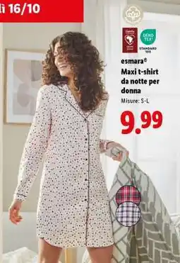 Lidl esmará Maxi t-shirt da notte per donna offerta