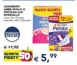 Esselunga ASSORBENTI LINES PETALO O PROTEGGI SLIP INTERVALLO offerta
