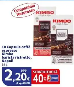 Sigma 10 Capsule caffè espresso Kimbo barista ristretto, Napoli offerta