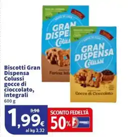 Sigma Biscotti Gran Dispensa Colussi gocce di cioccolato, integrali offerta