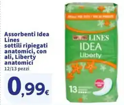 Sigma Assorbenti Idea Lines sottili ripiegati anatomici, con ali, Liberty anatomici 12/13 pezzi offerta