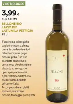 Unicoop Etruria Bellone bio lazio igp latium LA PETRICIA offerta