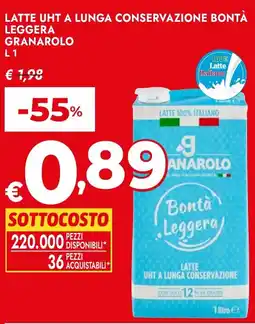 Bennet Latte uht a lunga conservazione bontà burro di filiera leggera GRANAROLO offerta