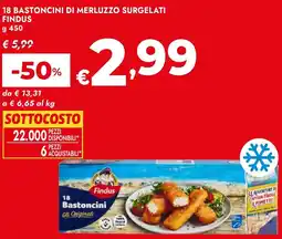 Bennet 18 bastoncini di merluzzo surgelati FINDUS offerta