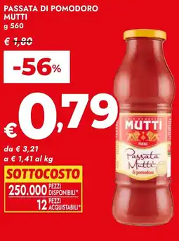 Bennet Passata di pomodoro MUTTI offerta