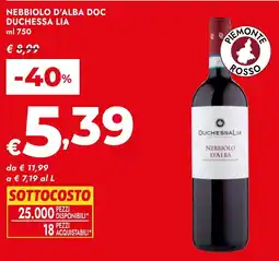 Bennet Nebbiolo d'alba DOC duchessa LIA offerta