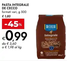 Bennet Pasta integrale DE CECCO offerta