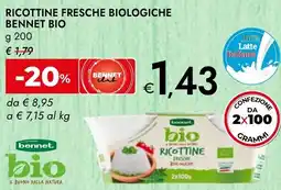 Bennet Ricottine fresche biologiche BENNET BIO offerta