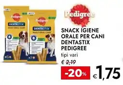 Bennet Snack igiene orale per cani dentastix PEDIGREE offerta