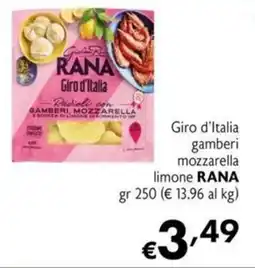 Maxi Supermercati Giro d'Italia gamberi mozzarella limone RANA offerta