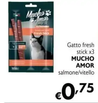 Maxi Supermercati Gatto fresh stick x3 MUCHO AMOR salmone/vitello offerta
