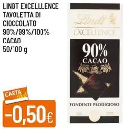 Galassia Lindt excelllence tavoletta di cioccolato 90%/99%/100% cacao offerta