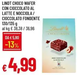Galassia Lindt choco wafer con cioccolato al latte e nocciola/ cioccolato fondente offerta
