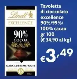 Maxi Supermercati Lindt Tavoletta di cioccolato excellence 90%/99%/ 100% cacao offerta