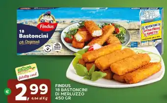 Extra Supermercati Findus 18 bastoncini di merluzzo offerta