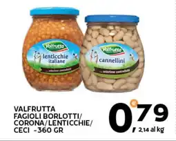 Extra Supermercati Valfrutta fagioli borlotti/ corona/lenticchie/ ceci offerta