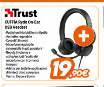 Expert Trust Cuffia Rydo On Ear USB Headset offerta