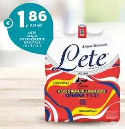 Extra Supermercati Lete acqua effervescente naturale offerta