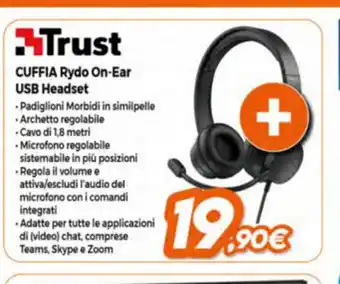 Expert Trust Cuffia Rydo On Ear USB Headset offerta