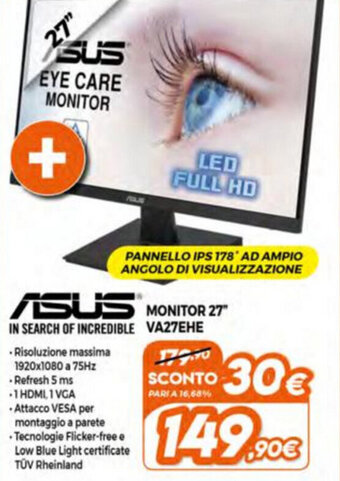 Expert Asus Monitor 27" VA27EHE offerta