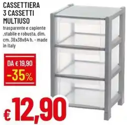 Galassia Cassettiera 3 cassetti multiuso offerta
