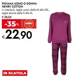 Bennet Pigiama uomo o donna HENRY COTTON offerta