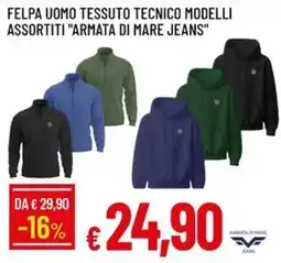 Galassia Felpa uomo tessuto tecnico modelli assortiti "armata di mare jeans" offerta