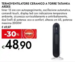 Bennet Termoventilatore ceramico a torre tatanka ARDES offerta