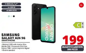 Comet SAMSUNG GALAXY A26 5G SMARTPHONE offerta
